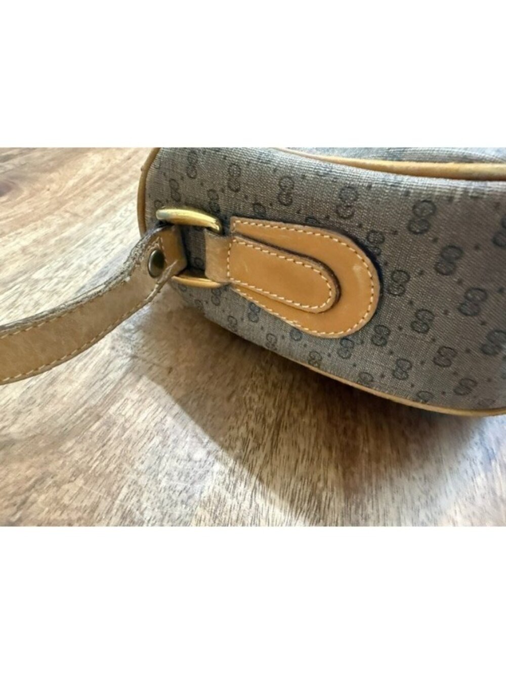 Gucci Micro GG Monogram Adjustable Shoulder Canvas Bag Beige Tan Crossbody Vtg - Picture 8 of 16
